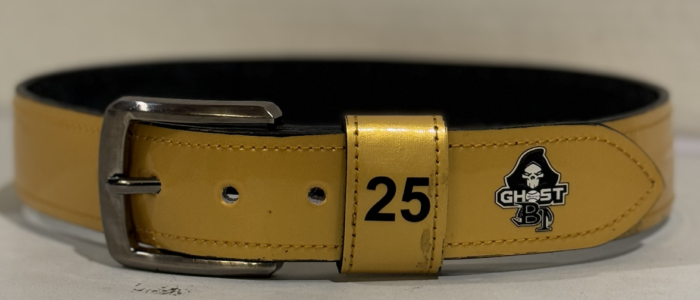 Customized Yellow Baseball Belt With Ghost Logo
